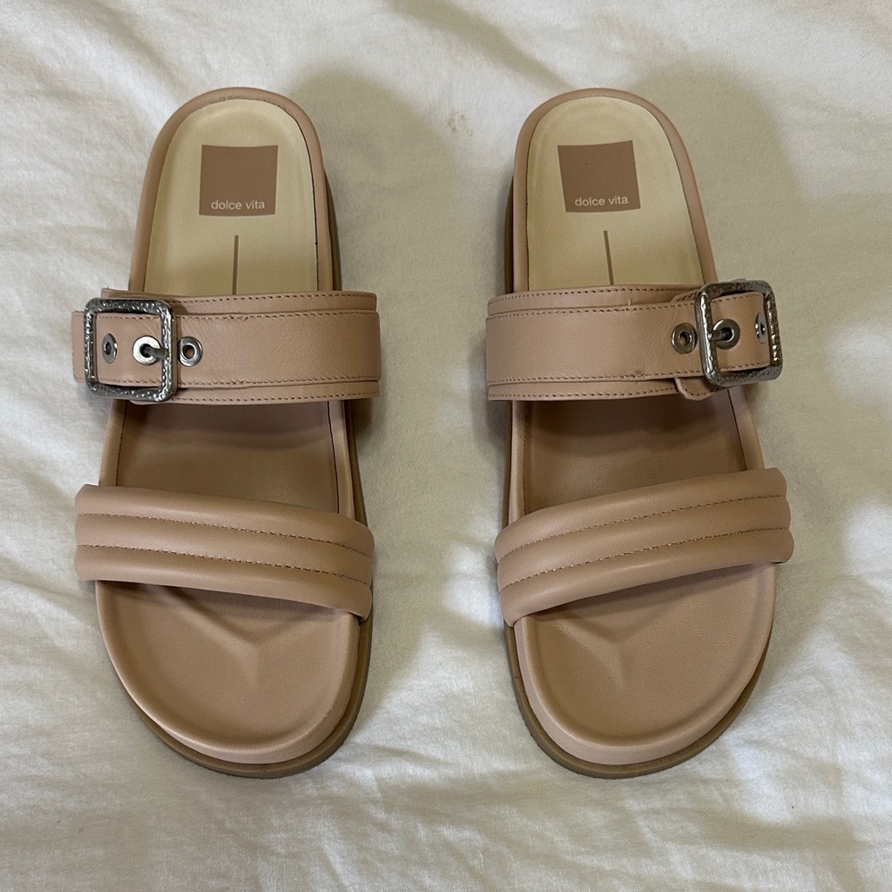 Dolce Vita Nude Buckle Slide Sandals 9
